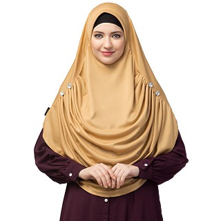 Instant jersey hijab with front gather - Golden